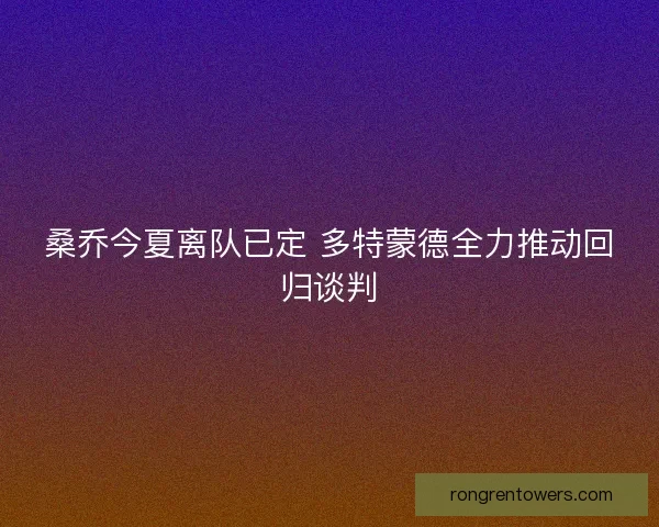桑乔今夏离队已定 多特蒙德全力推动回归谈判